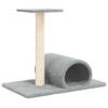 The Living Store Kattenmeubel - Tunnel - platform - Zacht pluche - Natuurlijke sisal - 60 x 34.5 x 50 cm - Lichtgrijs