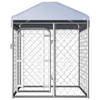 The Living Store Hondenkennel - Gegalvaniseerd Staal - 100 x 100 x 100/125 cm - Met Dak - Afsluitbaar - Zilver