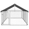 The Living Store Hondenkennel - Gegalvaniseerd Staal - 400x200x150 cm - Met Dak