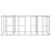 The Living Store Hondenkennel - Gegalvaniseerd Staal - 440 x 220 x 180 cm - Met Dak en Deuren - Zilver