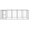 The Living Store Hondenkennel - Gepoedercoat staal - 550x220x180 cm - Draadgaas - PE dak - Zwart/zilver