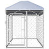 The Living Store Hondenkennel - Groot - 200 x 100 x 100/125 cm - met dak en afsluitbaar vergrendelingssysteem - zilver
