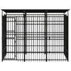 The Living Store Hondenkennel - zwart - gepoedercoat staal - 295 x 200 x 228 cm - met deur en dak