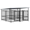 The Living Store Hondenhok Hondenkennel - Zwart Stalen Staven - 200x198x128 cm (LxBxH) - Veilig en Comfortabel