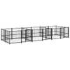 The Living Store Hondenhok Hondenkennel - 582 x 193.5 x 100 cm - Zwart - Gepoedercoat staal