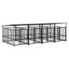 The Living Store Hondenhok Hondenkennel - 394x198x128 cm - Zwart - Gepoedercoat Staal