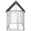 The Living Store Hondenkennel Gegalvaniseerd Staal - 200x100x150 cm - Met Dak en Afsluitbaar Vergrendelingssysteem