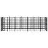 The Living Store Hondenkennel - Stalen stangen - Gepoedercoat staal - 672 x 192 x 200 cm - Met deur - Zwart