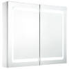 The Living Store LED-wandspiegelkast - 80 x 12.2 x 68 cm - wit en zilver - MDF met melamine-afwerking