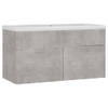 The Living Store Wastafelkast Betongrijs - 90 x 38.5 x 46 cm - Met Inbouwwastafel