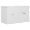 The Living Store Wastafelkast - Wit - Spaanplaat - 80x38.5x46 cm - Met inbouwwastafel - Wit keramiek - 81x39.5x18.5 cm