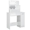 The Living Store Kaptafel Modern - Make-uptafel met LED-verlichting - 86.5 x 35 x 136 cm - Hoogglans wit - Duurzaam