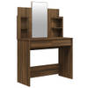 The Living Store Kaptafel Brown Oak 96x40x142cm - Bewerkt hout - Spiegel