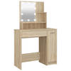 The Living Store Kaptafel - Sonoma Eiken - 86.5 x 35 x 136 cm - LED-verlichting - Opbergruimtes