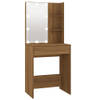 The Living Store Kaptafel - Bruineiken - 60 x 40 x 140 cm - Duurzaam hout - LED-verlichting - Voldoende opbergruimte