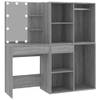 The Living Store Kaptafel met LED - Grijs Sonoma Eiken - H60x40x140cm - Inclusief boven- en onderkast