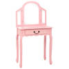 The Living Store Kaptafel Luxe Roze - 65 x 36 x 128 cm - Dikke voering - Ovale spiegel