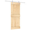 The Living Store Schuifdeur Massief Grenenhout - Binnendeur - 80x3.6x210 cm - Wit - Houderaarsset - Draagvermogen 80 kg