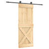 The Living Store Schuifdeur Massief Grenenhout - 80 x 3.6 x 210 cm - Stalen Hardware - Ruimtebesparend