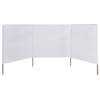 The Living Store Inklapbaar Windscherm - 400 x 120 cm - Duurzaam - Wit - Nonwoven stof en Houten paal