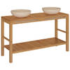 The Living Store Houten kast - wastafels - massief teakhout - 132 x 45 x 75 cm - marmer