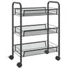 The Living Store Trolley Keuken/Badkamer/Kantoor - 46x26x64cm - IJzer Zwart