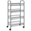 The Living Store Huishoudelijke trolley - Grijs - 46 x 26 x 85 cm - Sterke uitneembare gaasmanden