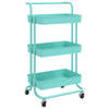 The Living Store Huishoudelijke Trolley - Turquoise - 42 x 35 x 85 cm - Sterk ABS en IJzer