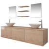 The Living Store Badkamermeubel 180 x 45 x 45 cm - Beige - Keramieken Wasbak - Zilveren Kraan