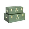 Oliva's - Opbergkist - Opbergdoos - Speelgoedkist - Metalen koffers - Set van 2 grote metalen kisten - Groen