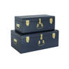 Oliva's - Opbergkist - Opbergdoos - Speelgoedkist - Metalen koffers - Set van 2 grote metalen kisten - Blauw