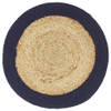 The Living Store Placemats - Handgemaakte Jute en Katoenen Tafelplacemats - 38 cm Diameter - Naturel en Marineblauw