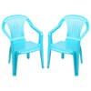Sunnydays Kinderstoel - 4x - blauw - kunststof - buiten/binnen - L37 x B35 x H52 cm - tuinstoelen - Kinderstoelen
