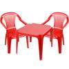 Sunnydays Kinderstoelen 4x met tafeltje set - buiten/binnen - rood - kunststof - Kinderstoelen