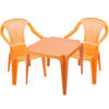 Sunnydays Kinderstoelen 2x met tafeltje set - buiten/binnen - oranje - kunststof - Kinderstoelen
