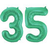 Leeftijd feestartikelen/versiering grote folie ballonnen 35 jaar glimmend groen 86 cm - Ballonnen