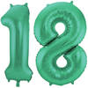 Leeftijd feestartikelen/versiering grote folie ballonnen 18 jaar glimmend groen 86 cm - Ballonnen