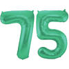 Leeftijd feestartikelen/versiering grote folie ballonnen 75 jaar glimmend groen 86 cm - Ballonnen