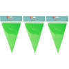 Party Vlaggenlijn - 3x - binnen/buiten - plastic - groen - 600 cm - 25 vlaggetjes - Vlaggenlijnen