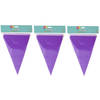 Party Vlaggenlijn - 3x - binnen/buiten - plastic - paars - 600 cm - 25 vlaggetjes - Vlaggenlijnen