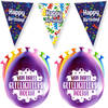 Paperdreams Happy brithday feest set - Ballonnen & vlaggenlijnen - 17x stuks - Vlaggenlijnen