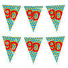 Paperdreams verjaardag 90 jaar thema vlaggetjes - 2x - feestversiering - 10m - folie - dubbelzijdig - Vlaggenlijnen
