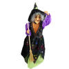 Creation decoratie heksen pop - staand - 35 cm - zwart/groen - Halloween versiering - Halloween poppen