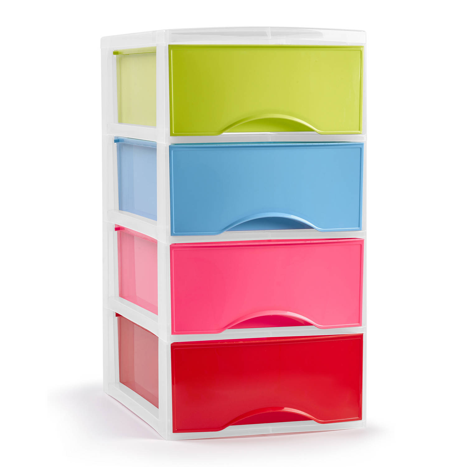Plasticforte Ladeblokje/bureau organizer met 4x lades - multi kleuren - L26 x B36 x H49 cm