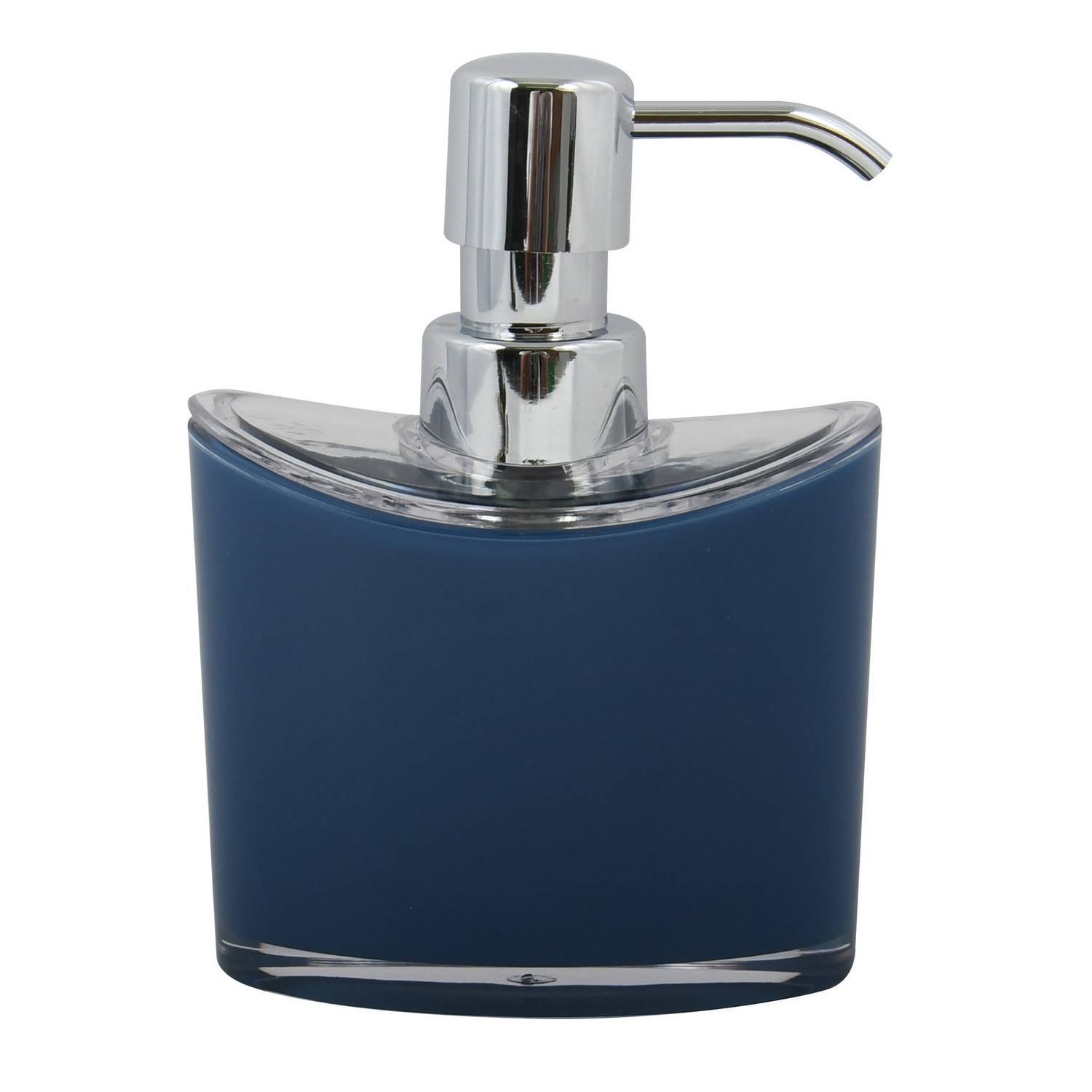 MSV Zeeppompje/dispenser Aveiro - PS kunststof - donkerblauw/zilver - 11 x 14 cm - 260 ml