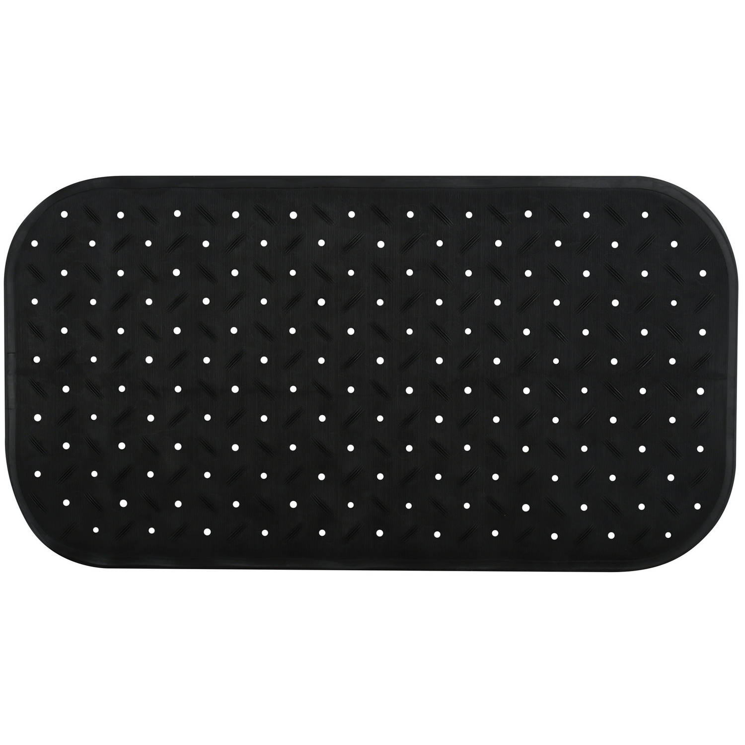 MSV Douche-bad anti-slip mat badkamer rubber zwart 36 x 65 cm Badmatjes