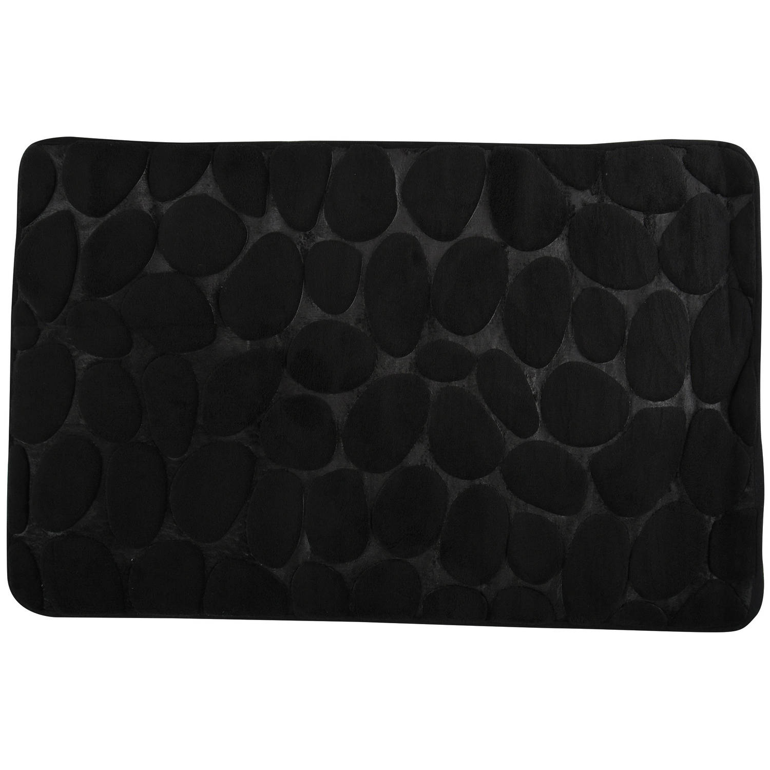 Badkamerkleedje-badmat tapijt kiezel motief vloermat zwart 50 x 80 cm laagpolig Badmatjes