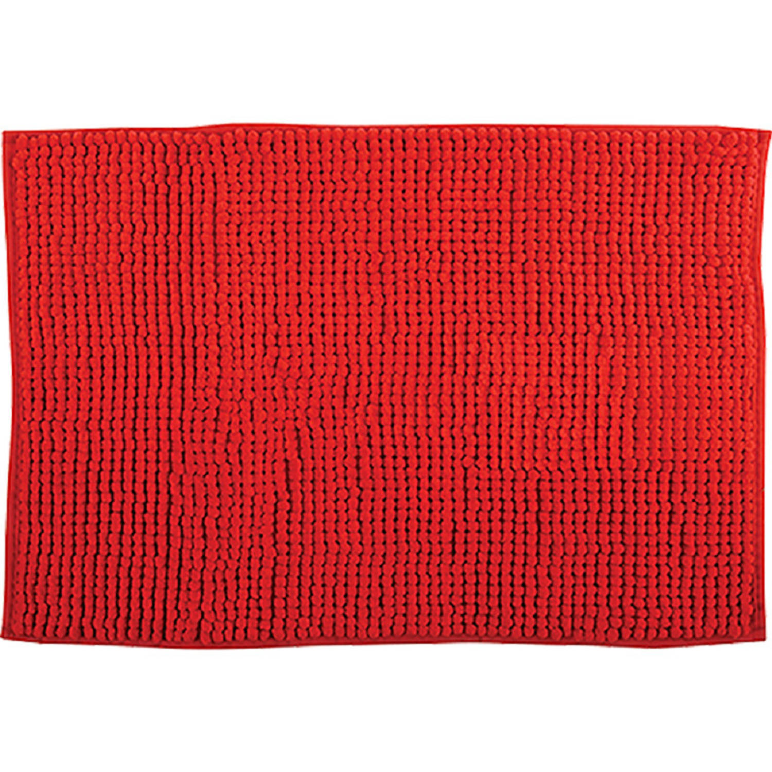 MSV Badkamerkleed/badmat tapijtje voor op de vloer - rood - 50 x 80 cm - Microvezel - anti slip