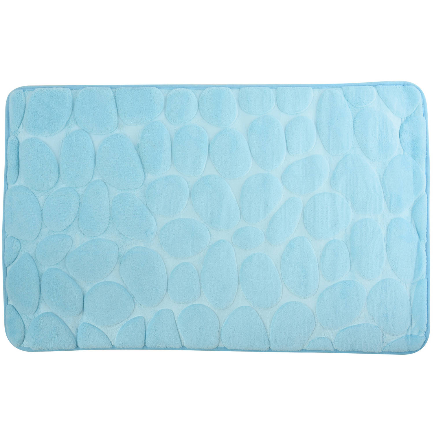Badkamerkleedje-badmat tapijt kiezel motief vloermat lichtblauw 50 x 80 cm laagpolig Badmatjes