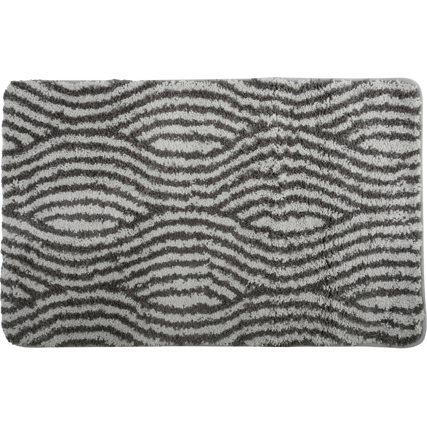 MSV Badkamerkleed/badmat Waves - kleedje voor op de vloer - grijs/wit - 50 x 80 cm - Microvezel